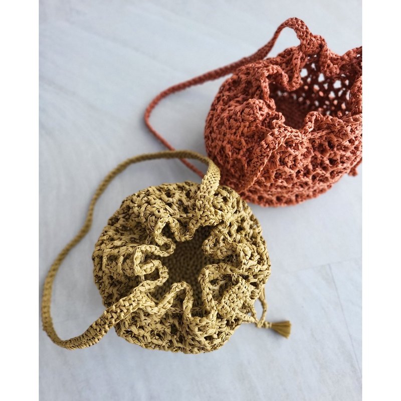 Pistachio Bucket Bag Handmade Crochet Bag - Drawstring Bags - Paper 