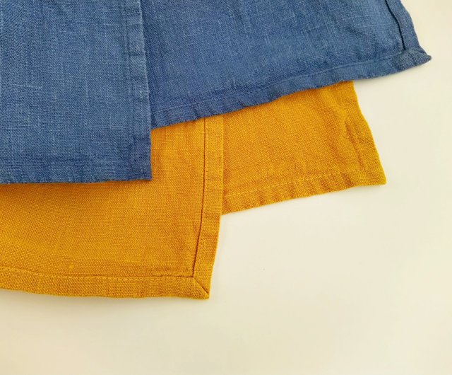 Linen napkins blue set of 2, 4, 6, 8, Organic yellow kitchen napkins cloth  40 cm - Shop Daloni Place Mats & Dining Décor - Pinkoi