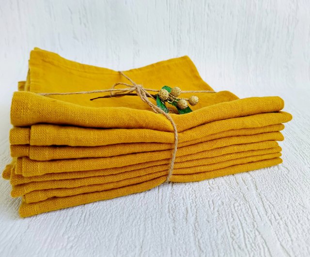 Yellow napkins cloth set of 2, 4, 6, 8, 10, 12, Cloth kitchen linen napkins  blue - Shop Daloni Place Mats & Dining Décor - Pinkoi