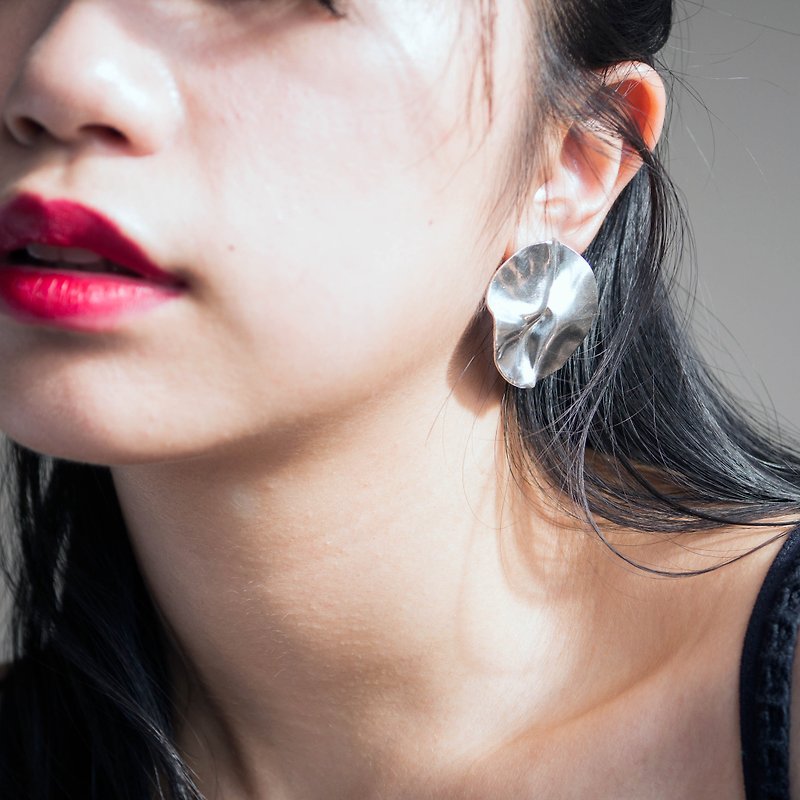 Round Water Ripple Earrings-Large - Earrings & Clip-ons - Sterling Silver 