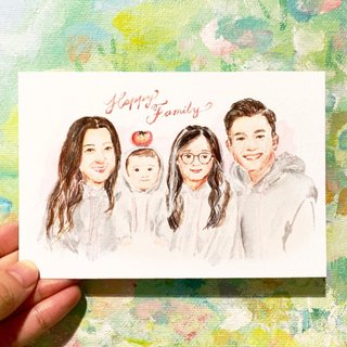 Customized - Watercolor Portrait Sketch Postcard (with frame) - Original
