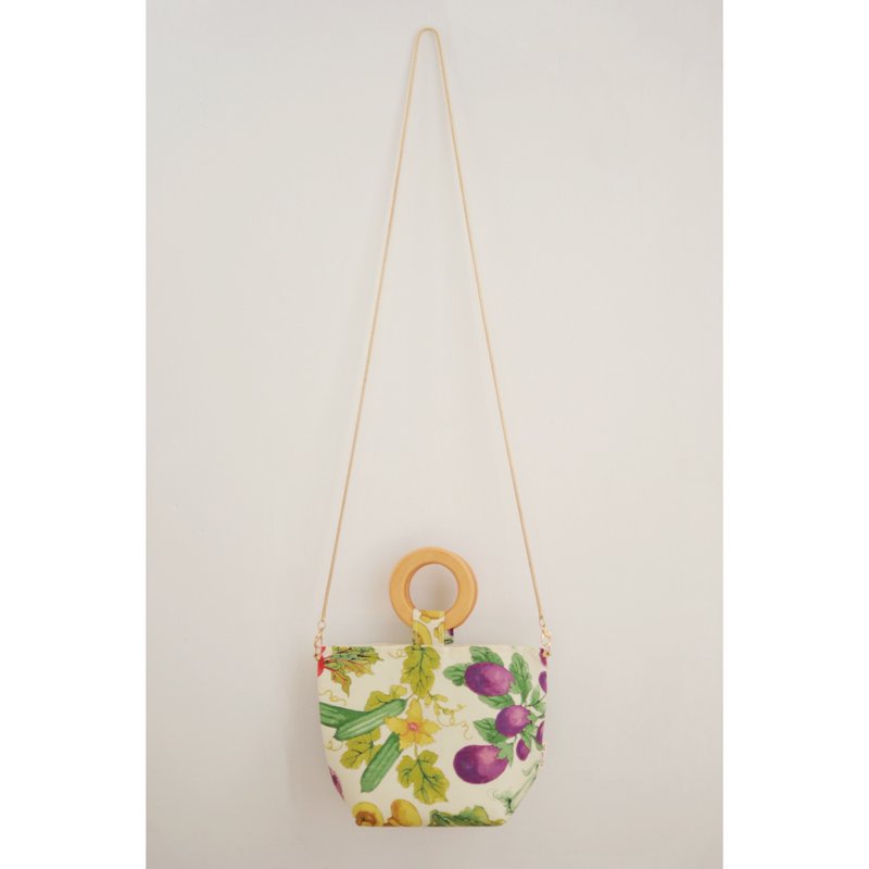 派生倉蔬x果x花煙火氣圓環木柄包 - 側背包/斜背包 - 棉．麻 綠色