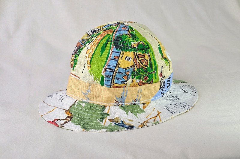 Vintage 麻布月曆漁夫帽 - 帽子 - 棉．麻 多色