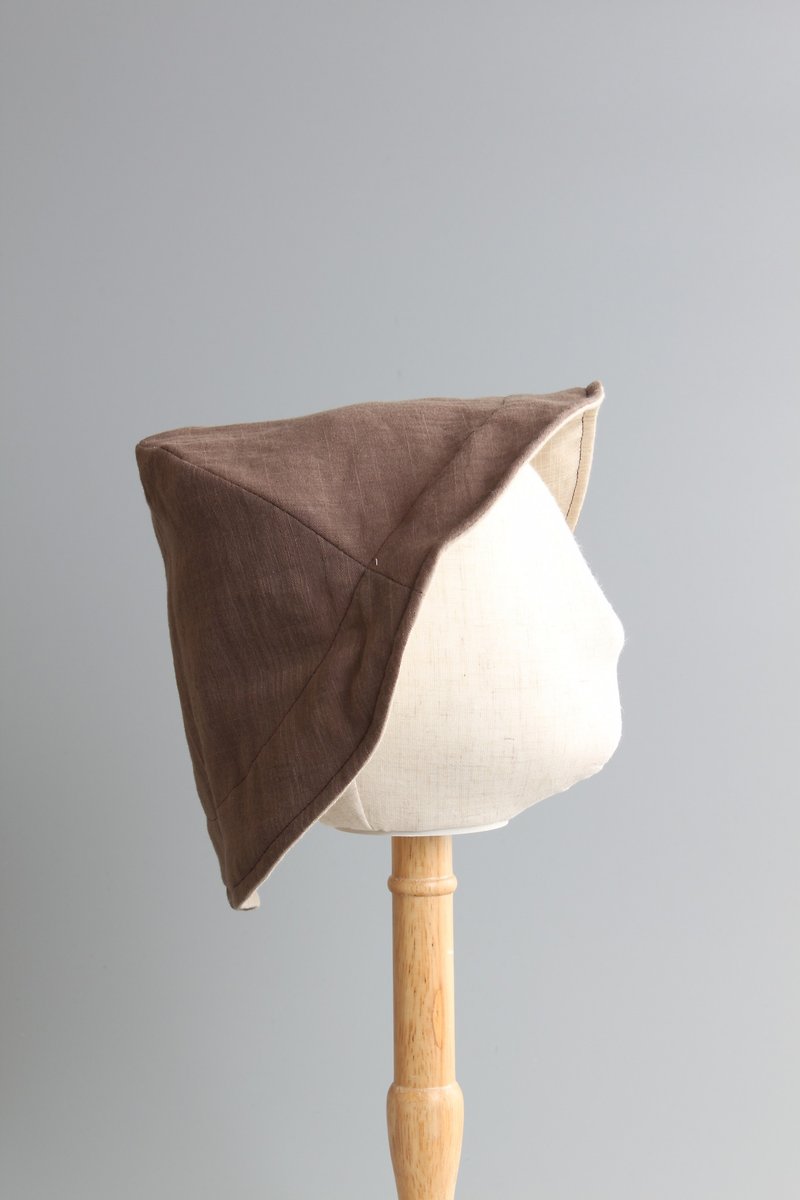 Children series | summer double-sided simple hat series | simple day wear | brown tan brown - Bibs - Cotton & Hemp Brown