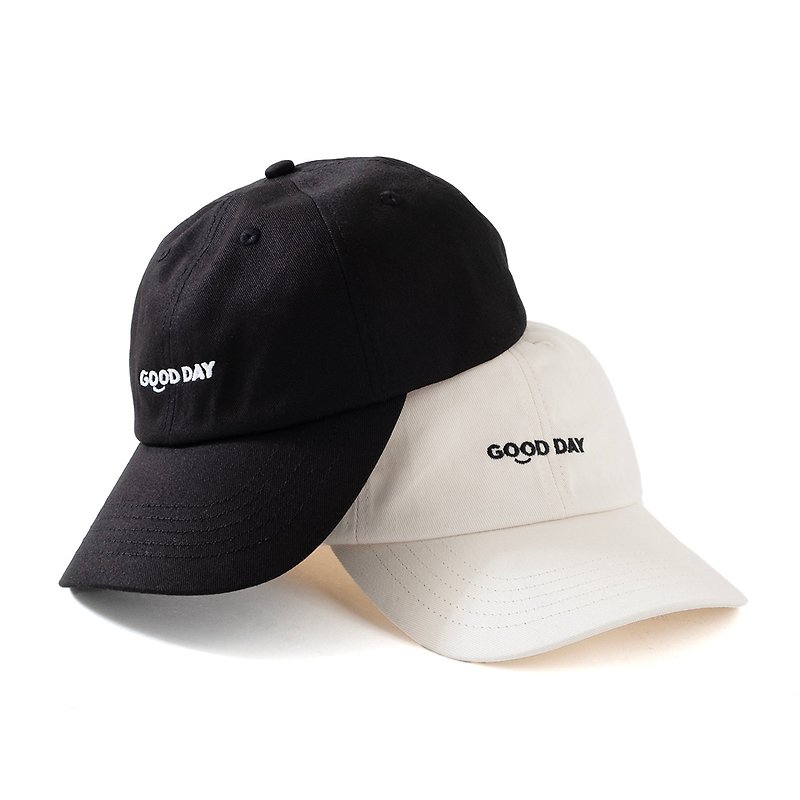 【GOOD DAY】Logo Embroidery Cap - Black//Beige (ZC257) - หมวก - ผ้าฝ้าย/ผ้าลินิน สีดำ