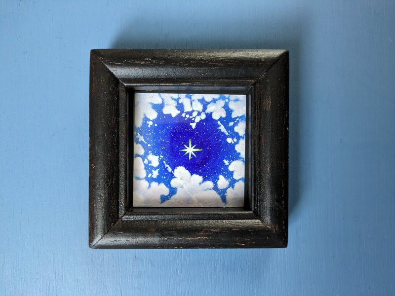 [Mini frame original painting] First Star Blue - โปสเตอร์ - กระดาษ สีน้ำเงิน