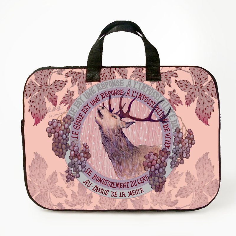 Outstanding talented deer | laptop bag, storage bag, Laptop Sleeve, Notebook Case - กระเป๋าแล็ปท็อป - วัสดุกันนำ้ สึชมพู