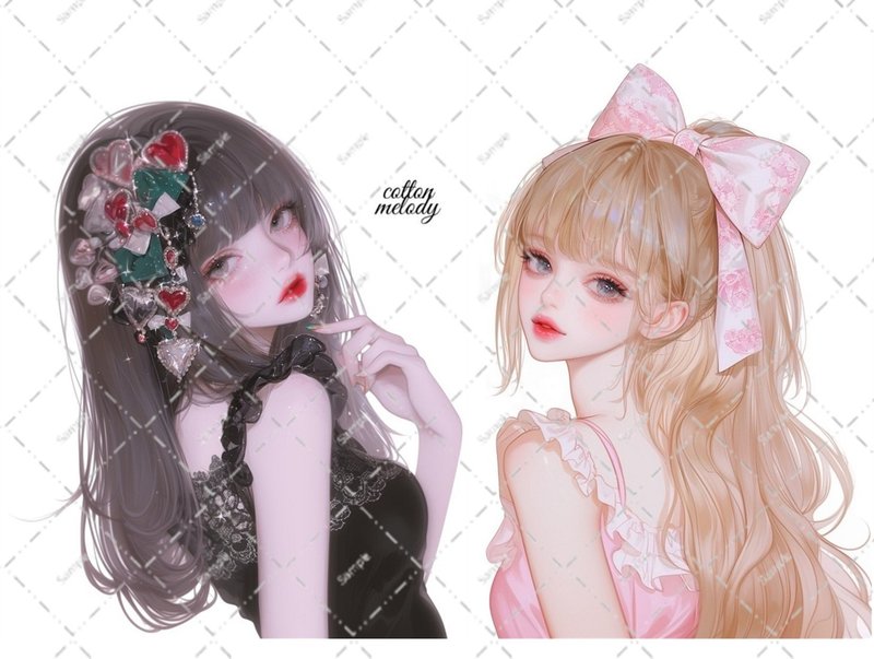 original sticker no.6348 人物ステッカー オリジナルステッカー 人物ステッカー 女の子ステッカー オリジナル人物ステッカー - 貼紙 - 紙 