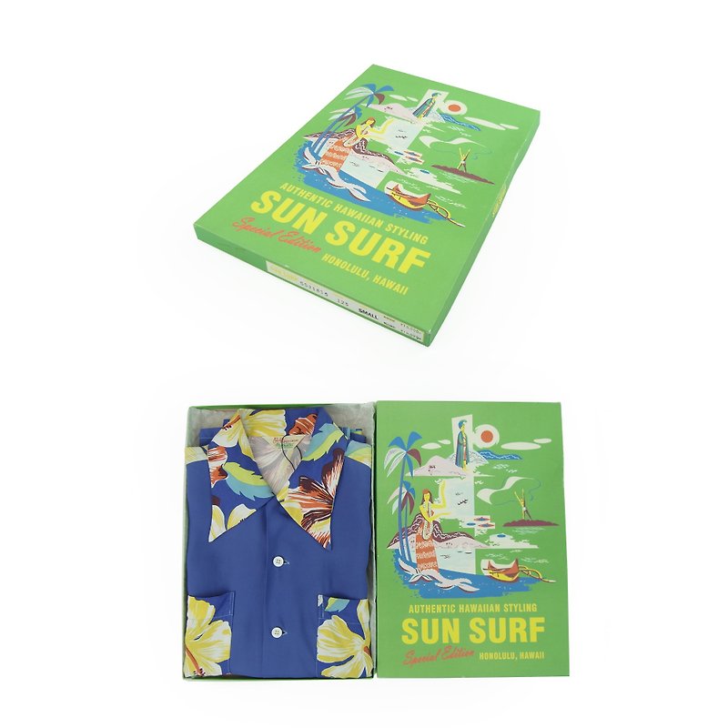 A‧PRANK :DOLLY::品牌SunSurf夏威夷花衫(附原廠盒裝) (T708062) - 男裝 恤衫 - 棉．麻 藍色