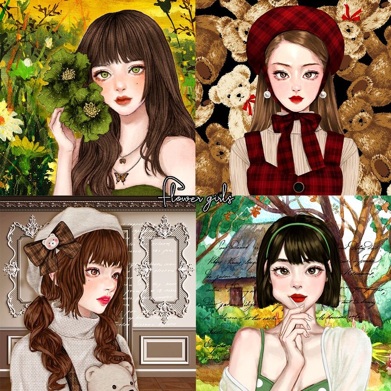 Flower Girls Series (1) - สติกเกอร์ - กระดาษ หลากหลายสี