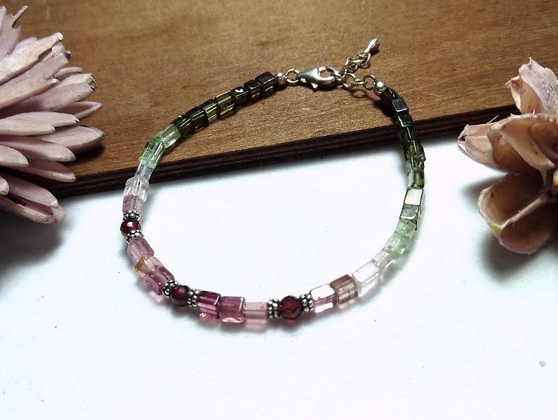 [Bracelet series] tourmaline design bracelet - Bracelets - Gemstone Multicolor