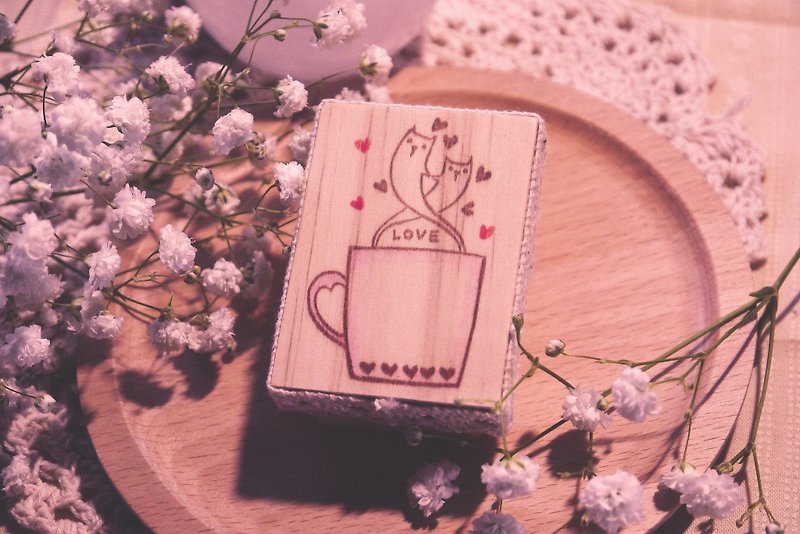 情人節特輯-愛情密碼系列手刻章_貓貓焦糖Latte - 印章/印台 - 橡膠 粉紅色
