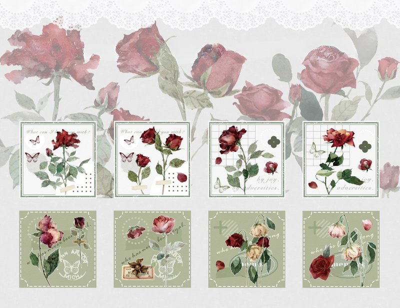 rose shadow seal sticker - สติกเกอร์ - วัสดุอื่นๆ สีแดง