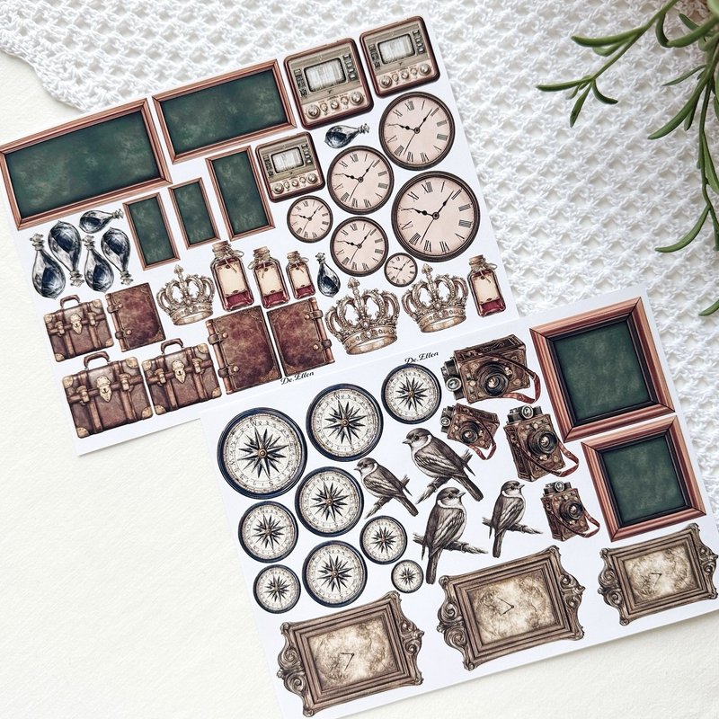 A538 - Vintage flower journal - 貼紙 - 紙 