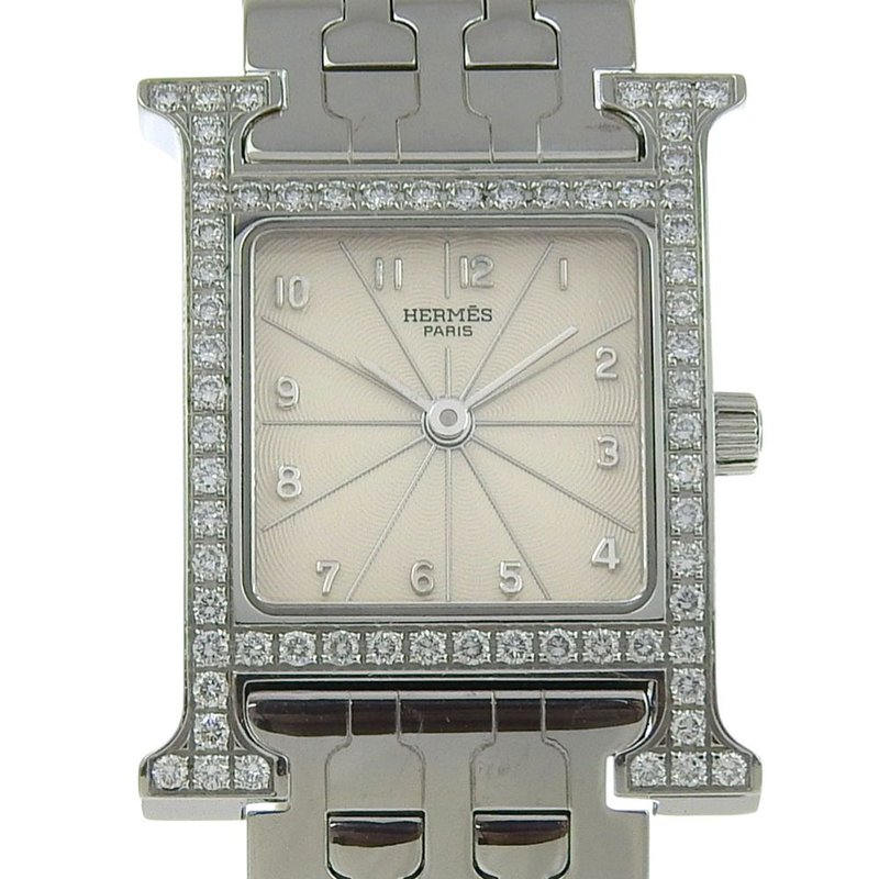 【日本直送】エルメス HERMES Hウォッチ 腕時計 HH1.230 ダイヤベゼル ダイヤモンド×SS クオーツ ホワイト文字盤 レディース【中古】 - 女錶 - 鑽石 白色