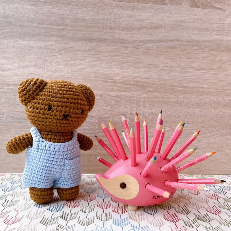 荷蘭 Just Dutch | Boris 編織娃娃和他的粉藍吊帶褲 - 公仔/玩偶 - 棉．麻 藍色