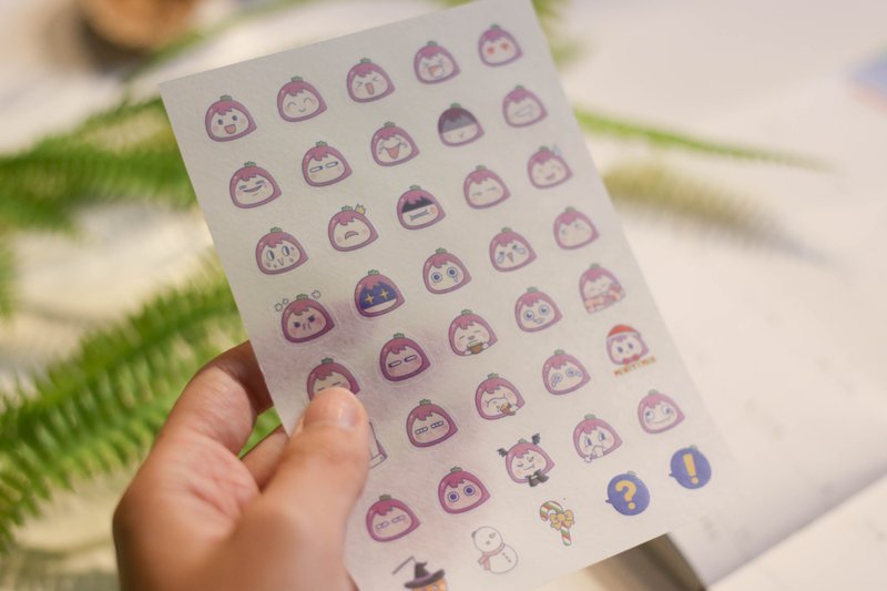 Eggplant Girl original expression pack pocket stickers - Stickers - Paper 