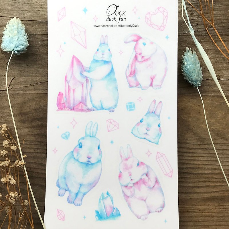 Gem Rabbit Sticker - สติกเกอร์ - พลาสติก สึชมพู