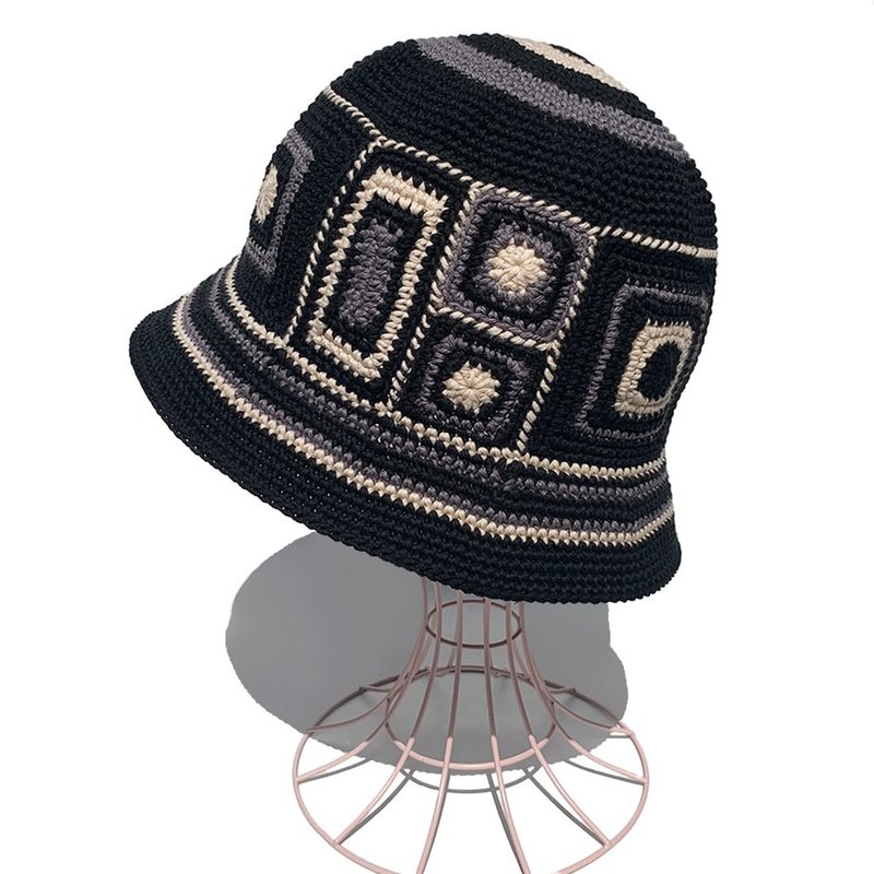 【A.C.T×SAYOYON】CROCHET BUCKET HAT (クロシェ バケットハット) BLACK - 帽子 - 棉．麻 黑色