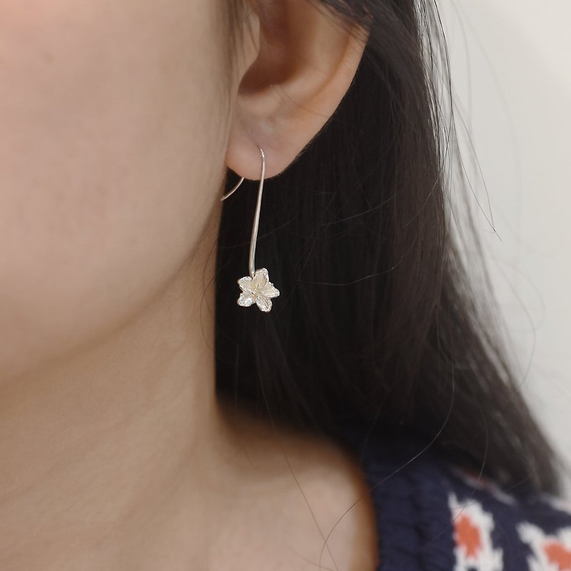 Azalea flower sterling silver earrings for women - Earrings & Clip-ons - Sterling Silver Silver