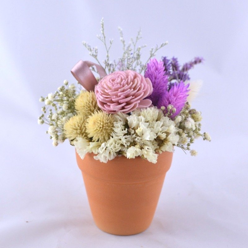 Flower mound | dried flower pot - pink white flowers Xiaoya expanding the exchange of gifts home decorations birthday gift was a small office diastolic pressure was small and elegant healing system graduation gift - ตกแต่งต้นไม้ - พืช/ดอกไม้ สึชมพู