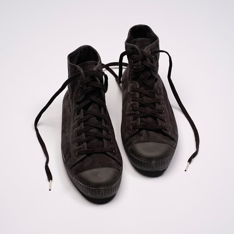 西班牙帆布鞋 CIENTA U61777 01 黑色 黑底 洗舊布料 大人 高筒 - 女休閒鞋/帆布鞋 - 棉．麻 黑色