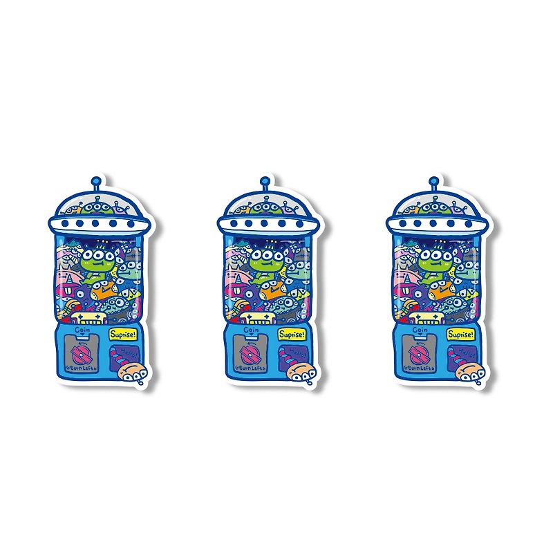 1212 fun design funny waterproof stickers - Capsule Toys - Alien Baby Star Tours - สติกเกอร์ - วัสดุกันนำ้ สีน้ำเงิน