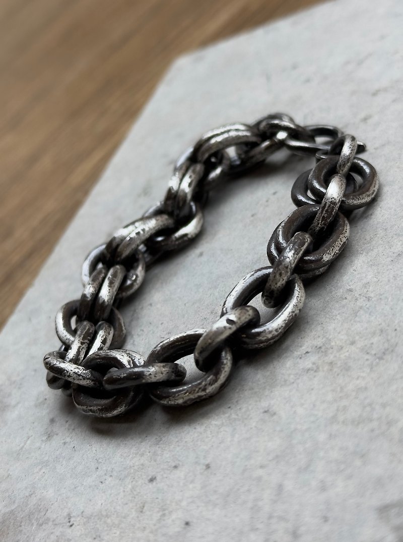 999 Fine Silver handmade chain  bracelet - 10mm - Bracelets - Sterling Silver Silver