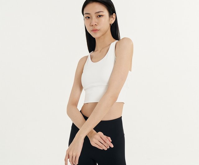 GLADE.】Chic medium-strength sleeveless-cut sports bra (white