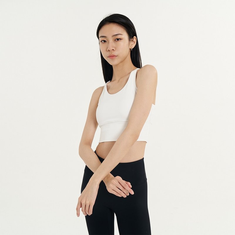 【GLADE.】Chic Medium Support Sports Bra (White) - Women's Athletic Underwear - Nylon White