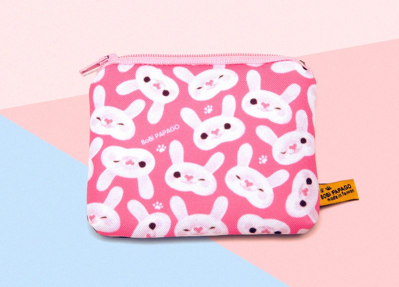 Pink rabbit net cloth card holder coin purse - กระเป๋าใส่เหรียญ - เส้นใยสังเคราะห์ หลากหลายสี