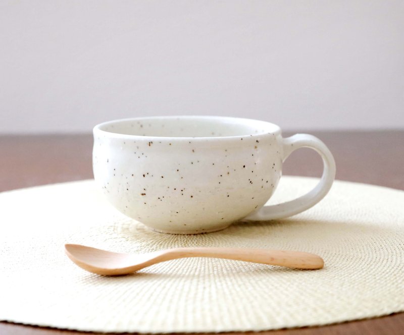 White granite soup cup soft matte - Mugs - Pottery White