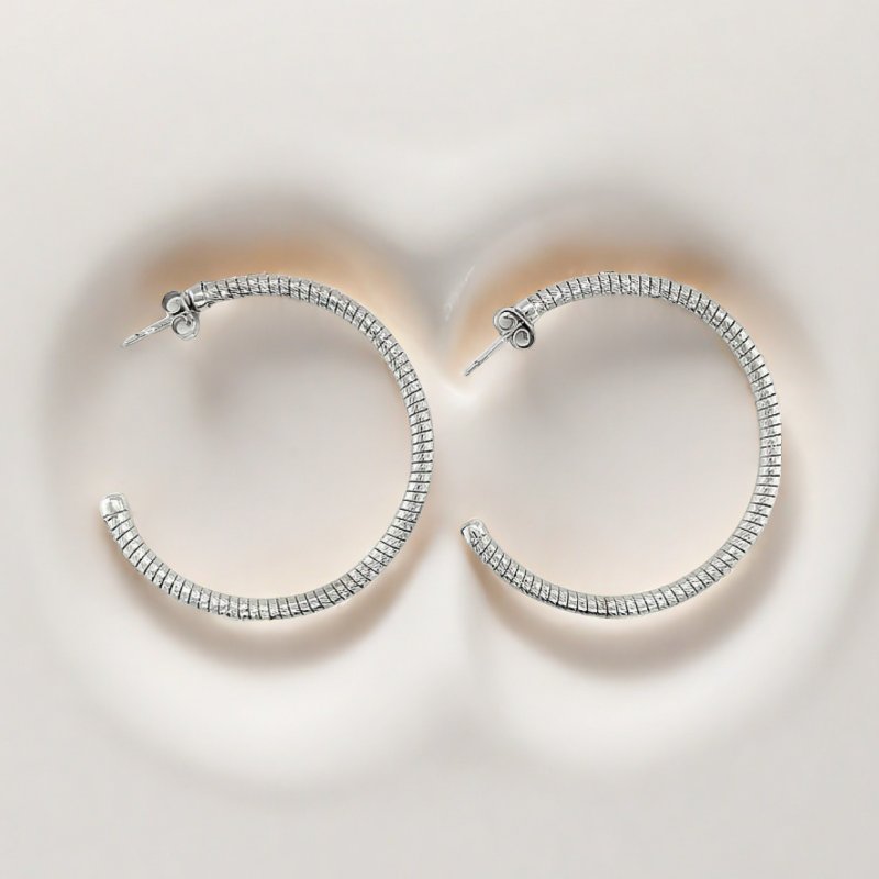 Sterling silver C-shaped earrings│Italian craftsmanship series - ต่างหู - เครื่องประดับ สีทอง