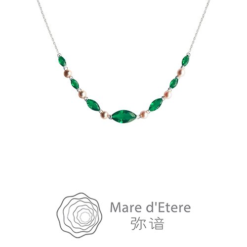 弥谙 Mare d'Etere彌諳【綠寶石系列】鎖骨鏈珍珠納米寶石祖母綠疊帶
