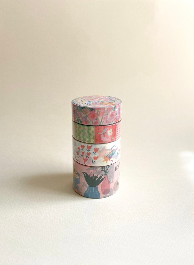 Give me flower while Washi tape - 紙膠帶/和紙/PET - 紙 多色
