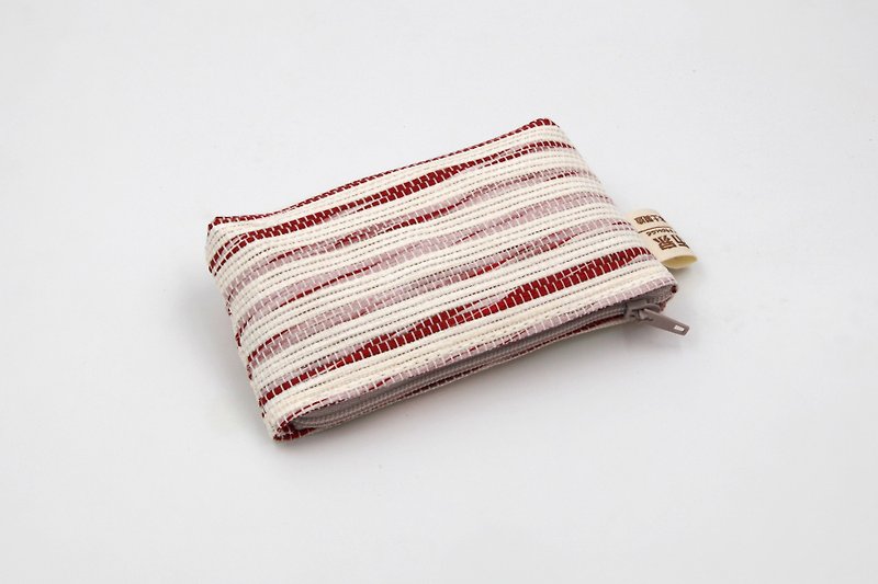 [Paper cloth home] Coin purse red and white paper thread knitting - Coin Purses - Paper Red