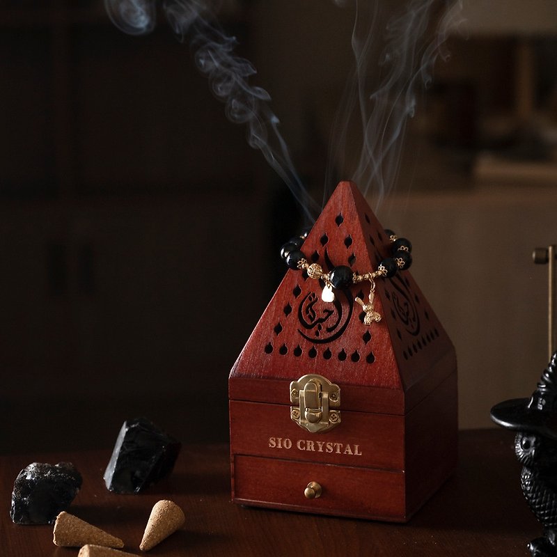 [Shaman Healing] Peruvian holy wooden tower incense + wooden degaussing tower incense box set - น้ำหอม - ไม้ สีนำ้ตาล