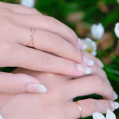 Beau Jewelry 10K波浪麻花雙環戒指