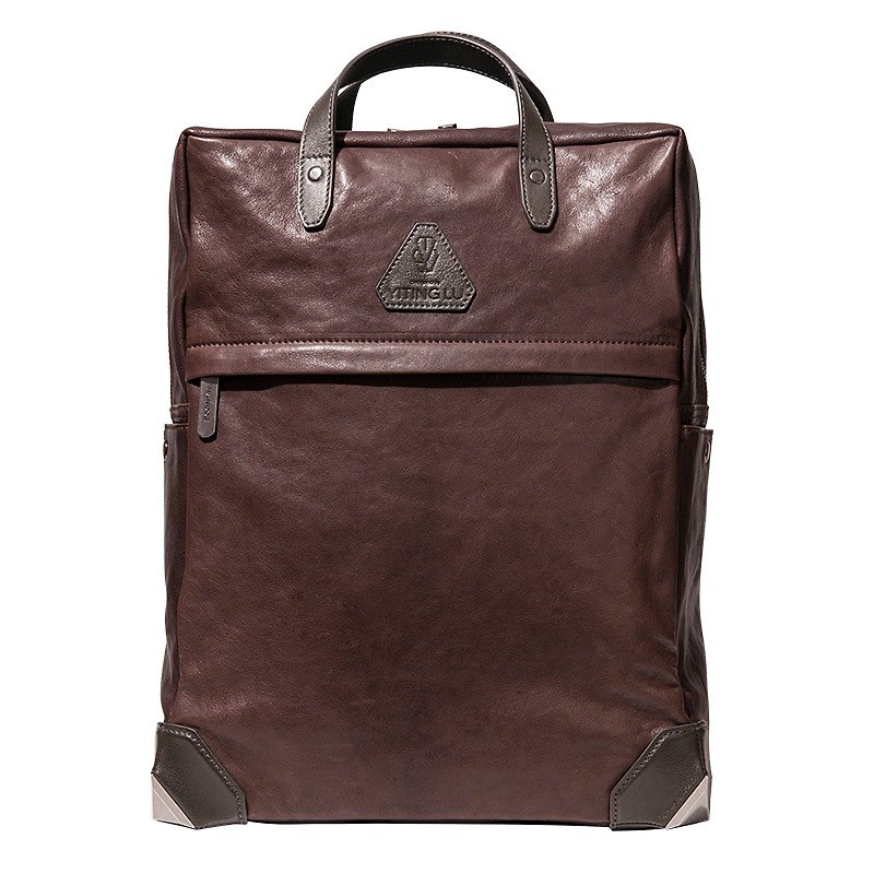 [HANDOS]Herry L. Classic Leather Backpack - Dark Coffee (Last 1 Piece) - Backpacks - Genuine Leather Brown