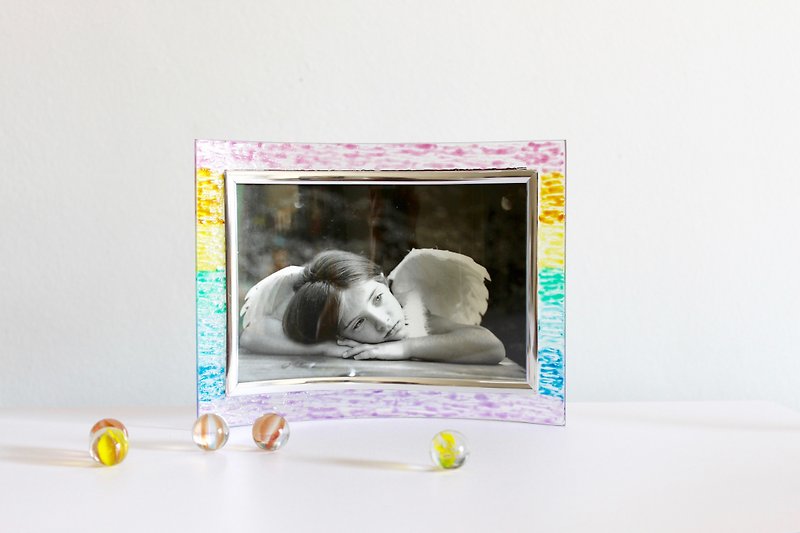 Rainbow Painted Glass Photo Frame・Customised Couple&#39;s Photo Frame Gift
