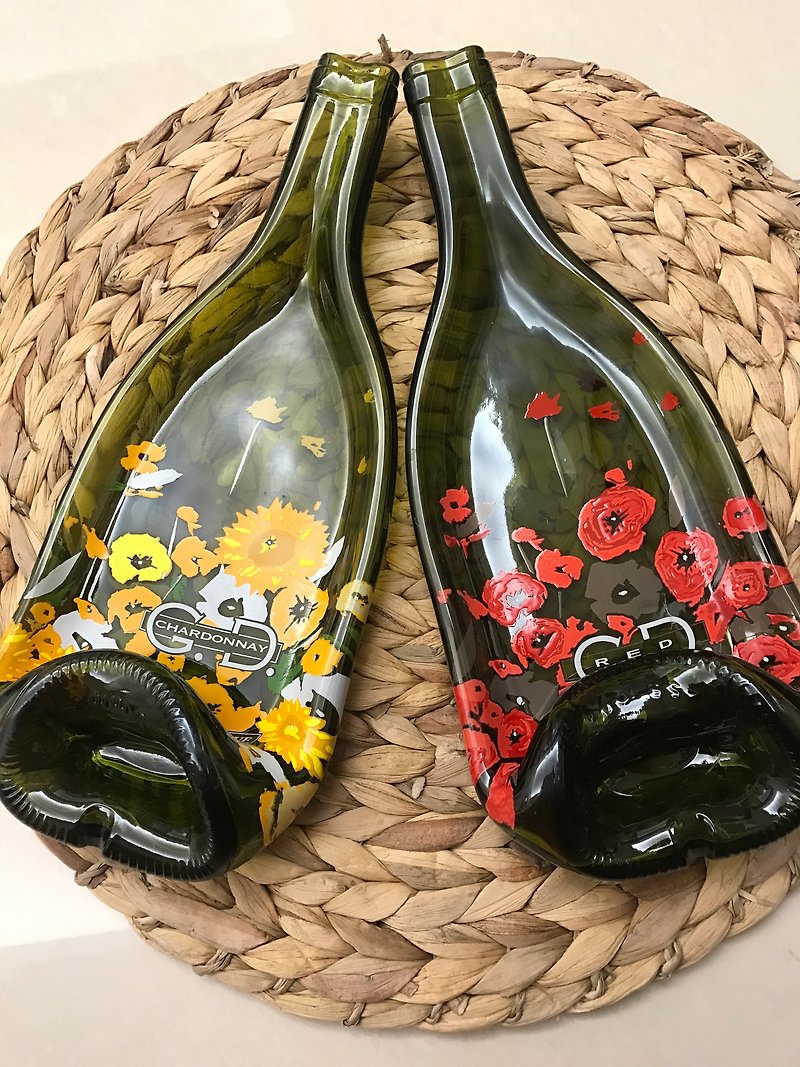法國喬治杜柏夫 紅白葡萄酒酒瓶 紀念盛盤 - 碟子/醬料碟 - 玻璃 