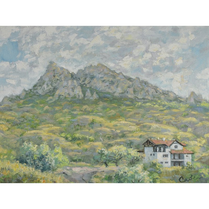 Landscape Nature Original Art House Mount Koktebel Crimea Impressionism Art - โปสเตอร์ - วัสดุอื่นๆ หลากหลายสี