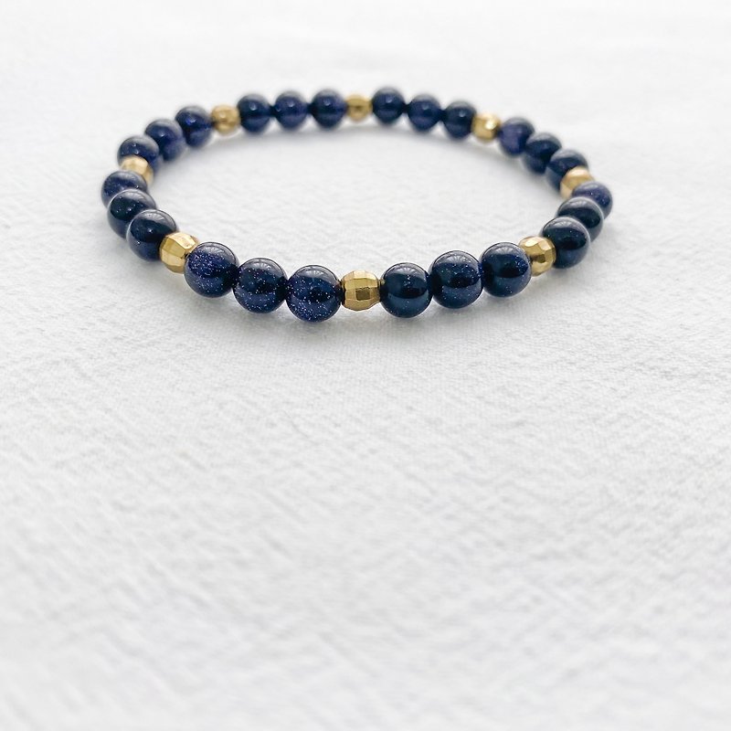 Star Glitter | Blue Stone| Bronze| Natural Stone Bracelet - สร้อยข้อมือ - หิน สีน้ำเงิน
