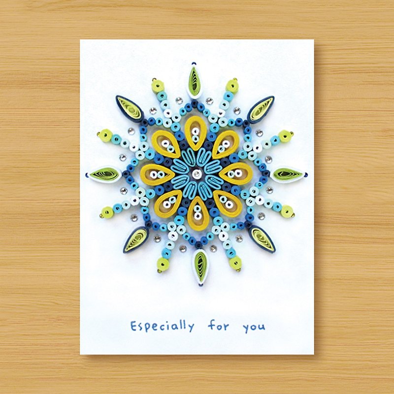 Handmade Roll Paper Card_Blessing Mandala Especially for you - Cards & Postcards - Paper Blue