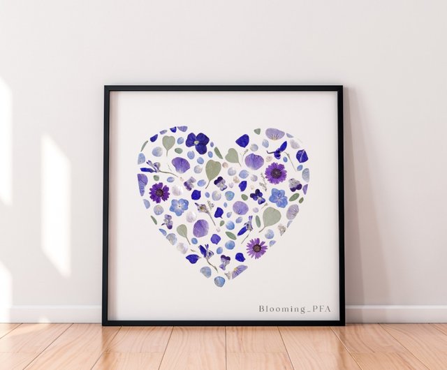 押し花ハート/押し花アート/押し花デコレーション/押し花フォト