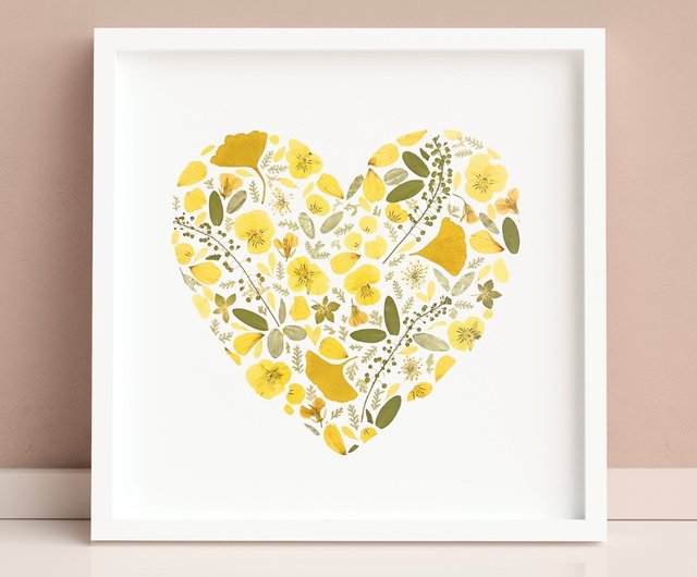 押し花ハート/押し花アート/押し花デコレーション/押し花フォト