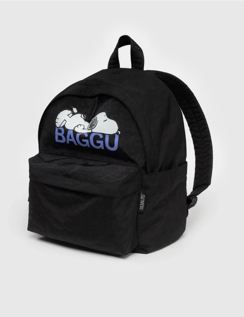 BAGGU - Simple nylon backpack - Snoopy (can hold 13-inch laptop) - กระเป๋าเป้สะพายหลัง - วัสดุกันนำ้ สีดำ