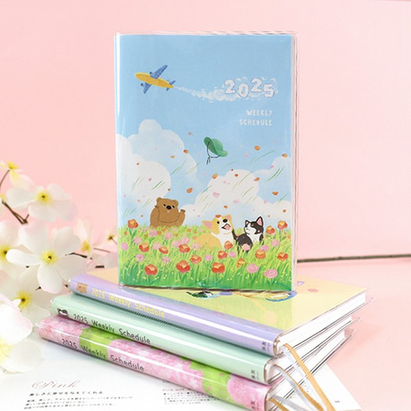 Chuyu 2025 B6/32K Color Annual Weekly Diary/Weekly Plan + Income and Expenditure/Household Accounting Account/PVC Book Cover/ - สมุดบันทึก/สมุดปฏิทิน - กระดาษ หลากหลายสี