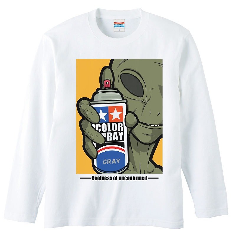 Long Sleeve T-shirt / alien StreetArt - Men's T-Shirts & Tops - Cotton & Hemp White