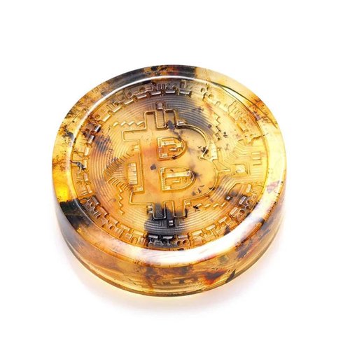 AmberProf Bitcoin coin made of natural Baltic amber Engraving Coin,Bitcoin Art Crypto